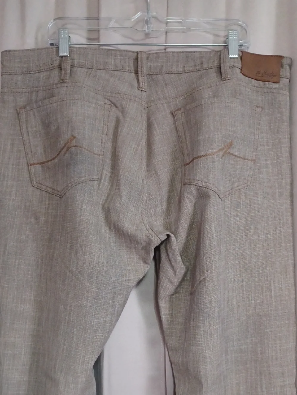 34Heritage Courage Tan Cross Hatch Twill Slacks 40/32 Double Belt Loops 5 Pocket